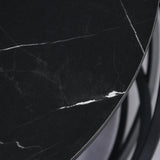 easycomfort easycomfort tavolino da caffe piano dappoggio rotondo con effetto marmo e struttura di design in metallo nero 72 x 48cm ean 8054144133317