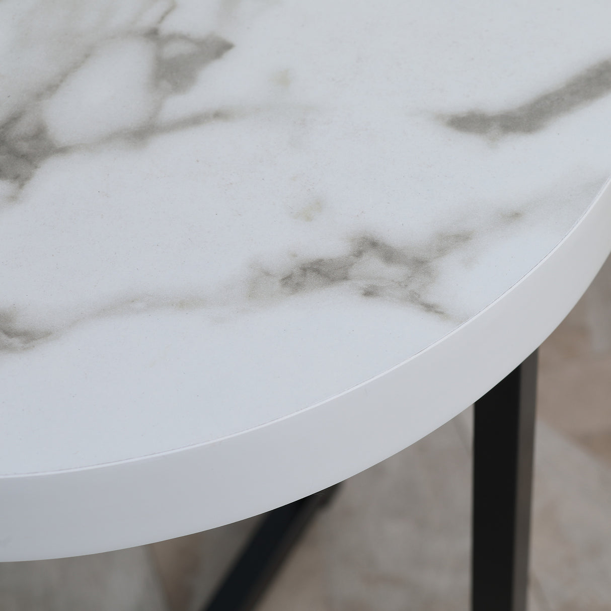 easycomfort easycomfort tavolino da caffe rotondo con base a x in mdf e metallo 48x48x56 5cm bianco