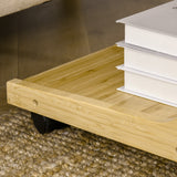 easycomfort easycomfort tavolino da divano e salotto a 4 ruote struttura salvaspazio in bambu 39x35 5x59cm