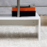 easycomfort easycomfort tavolino da salotto moderno a 2 livelli in truciolato e acciaio inox 90x60x42 cm bianco e cemento