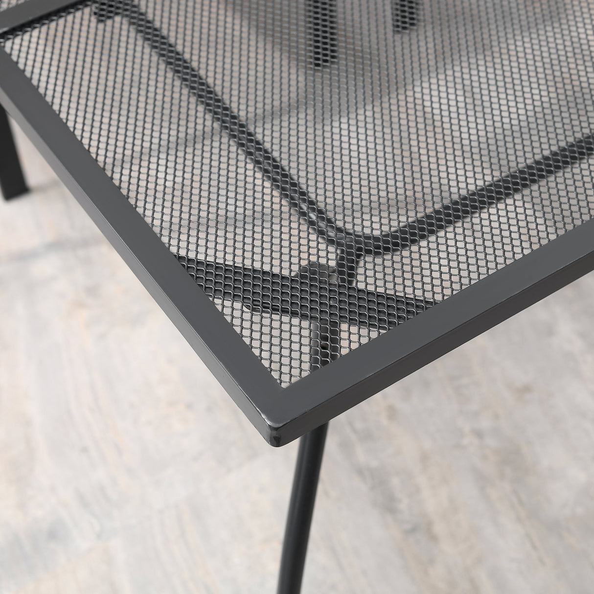 easycomfort easycomfort tavolo da giardino rettangolare con piano dappoggio a rete 150x90x73cm nero